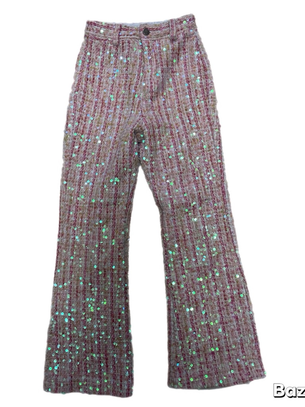Girls Sz S Stella 88 Pink Girls Sequin Tweed Flare Pant